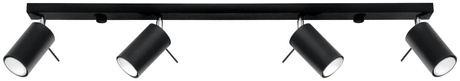 Plafon RING 4L czarny + 4x Żarówka LED GU-10 3000K Ciepła 7W 620lm