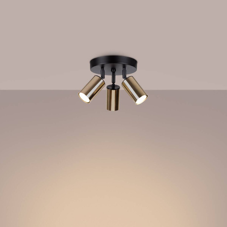 Plafon WINX 3P czarny/złoty + 3x Żarówka LED GU-10 4000K Zimna 7W 530lm