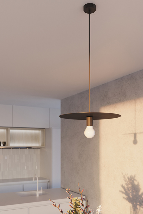 Lampa wisząca FLAVIO czarna + 1x Żarówka LED E27 3000K Ciepła 7,5W 620lm