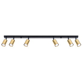 Plafon WINX 6L czarny/złoty + 6x Żarówka LED GU-10 4000K Zimna 7W 530lm