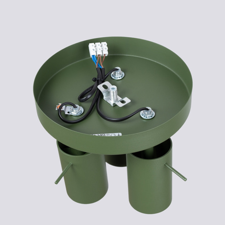 Plafon RING 3P zielony oliwkowy + 3x Żarówka LED GU-10 3000K Ciepła 7W 510lm