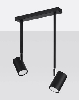 Plafon NORANO 2 czarny + 2x Żarówka LED GU-10 4000K Zimna 7W 630lm