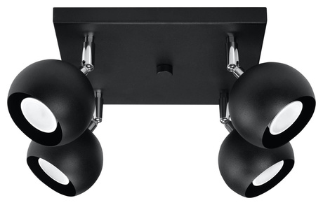 Plafon OCULARE 4 czarny + 4x Żarówka LED GU-10 4000K Zimna 7W 630lm