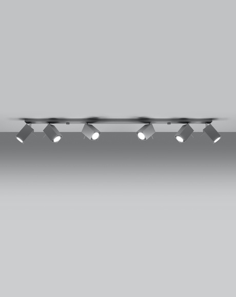 Plafon MERIDA 6L szary + 6x Żarówka LED GU-10 4000K Zimna 7W 630lm