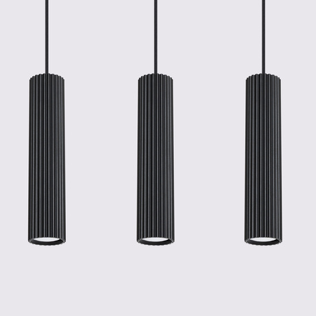 Lampa wisząca KARBON 3L czarny + 3x Żarówka LED GU-10 4000K Zimna 7W 530lm