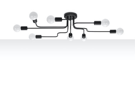 Żyrandol VECTOR 8 czarny + 8x Żarówka LED E27 4000K Zimna 7,5W 650lm
