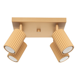 Plafon KARBON 4 złoty + 4x Żarówka LED GU-10 4000K Zimna 7W 530lm