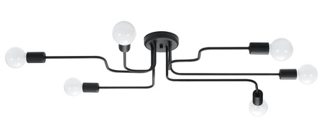 Żyrandol VECTOR 6 czarny + 6x Żarówka LED E27 4000K Zimna 7,5W 650lm