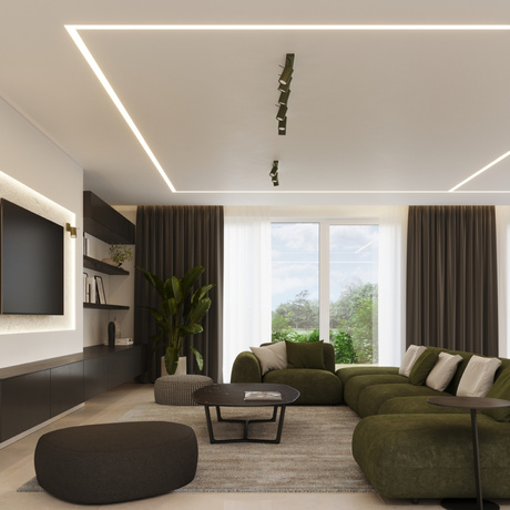 Plafon RING 6L zielony oliwkowy + 6x Żarówka LED GU-10 3000K Ciepła 7W 510lm