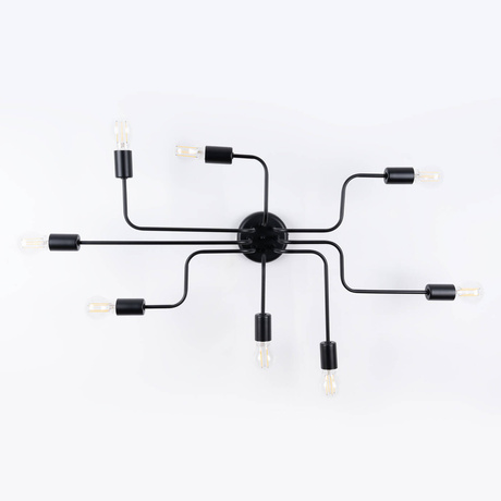 Żyrandol VECTOR 8 czarny + 8X Żarówka LED E27 3000K 7W 760lm