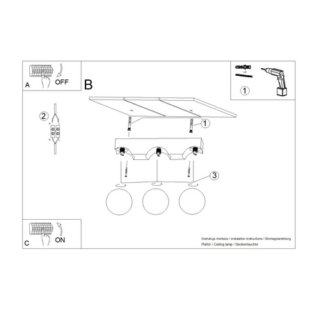 Plafon BULBO 3 naturalne drewno + 3x Żarówka LED G9 3000K Ciepła 4,5W 450lm