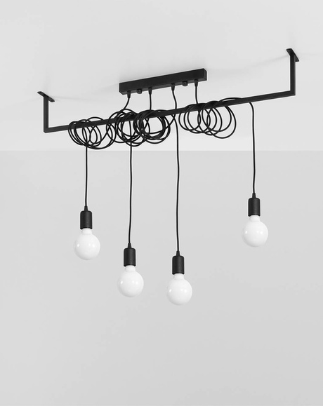 Żyrandol SALAMANCA 4 czarny + 4x Żarówka LED E27 3000K Ciepła 7,5W 620lm