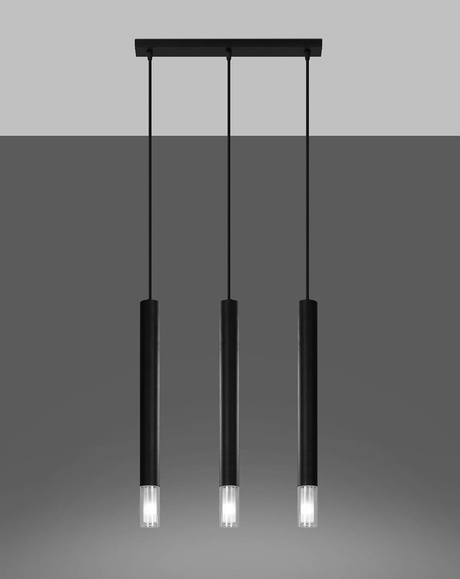 Lampa wisząca WEZYR 3 czarna + 3x Żarówka LED G9 3000K Ciepła 4,5W 510lm