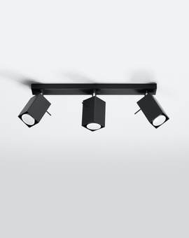 Plafon MERIDA 3 czarna + 3x Żarówka LED GU-10 3000K Ciepła 7W 620lm