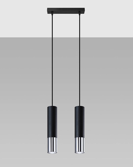 Lampa Wisząca LOOPEZ 2 czarny/chrom + 2x Żarówka LED GU-10 3000K Ciepła 7W 620lm