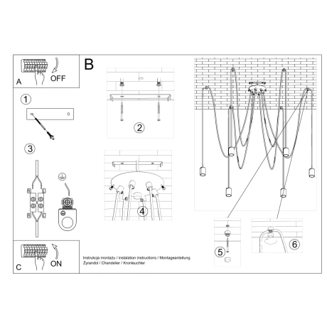 Lampa wisząca EDISON 5 czarny