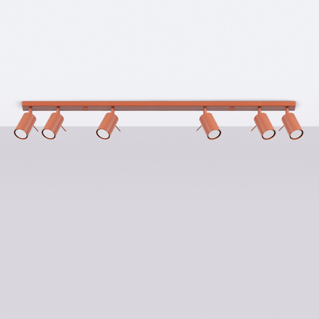 Plafon RING 6L ochra czerwona + 3x Żarówka LED GU-10 4000K Zimna 7W 530lm