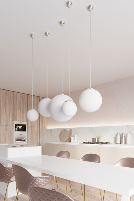 Lampa wisząca UGO 40 chrom + 1x Żarówka LED E27 3000K Ciepła 7,5W 620lm