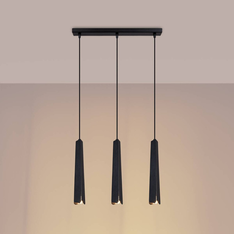 Lampa wisząca PRYSM 3L czarna + 3x Żarówka LED G9 3000K Ciepła 4,5W 450lm