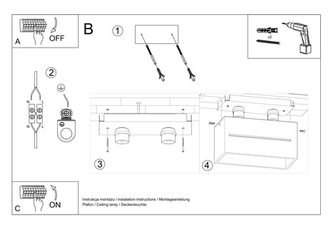 Plafon LOBO MAXI szary + 2x Żarówka LED G9 4000K Zimna 4,5W 530lm