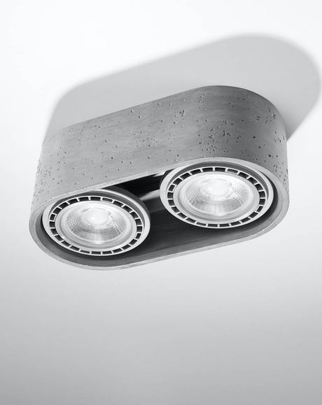 Plafon BASIC 2 beton + 2x Żarówka LED GU10 AR111 3000K CIEPŁA 12W 800lm