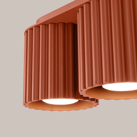 Plafon AURA 2 ochra czerwona GU10 + 2X Żarówka LED GU-10 3000K Ciepła 7W 510lm