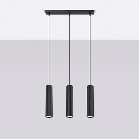 Lampa wisząca KARBON 3L czarny + 3x Żarówka LED GU-10 3000K Ciepła 7W 510lm