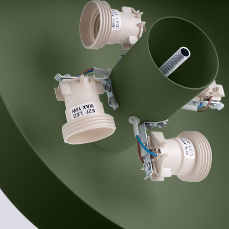 Plafon OMIQ zielony oliwkowy + 4X Żarówka LED E27 3000K Ciepła 7,5W 620lm