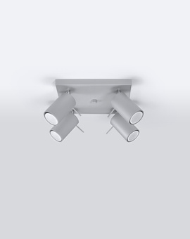 Plafon RING 4 Szary + 4x Żarówka LED GU-10 4000K Zimna 7W 630lm