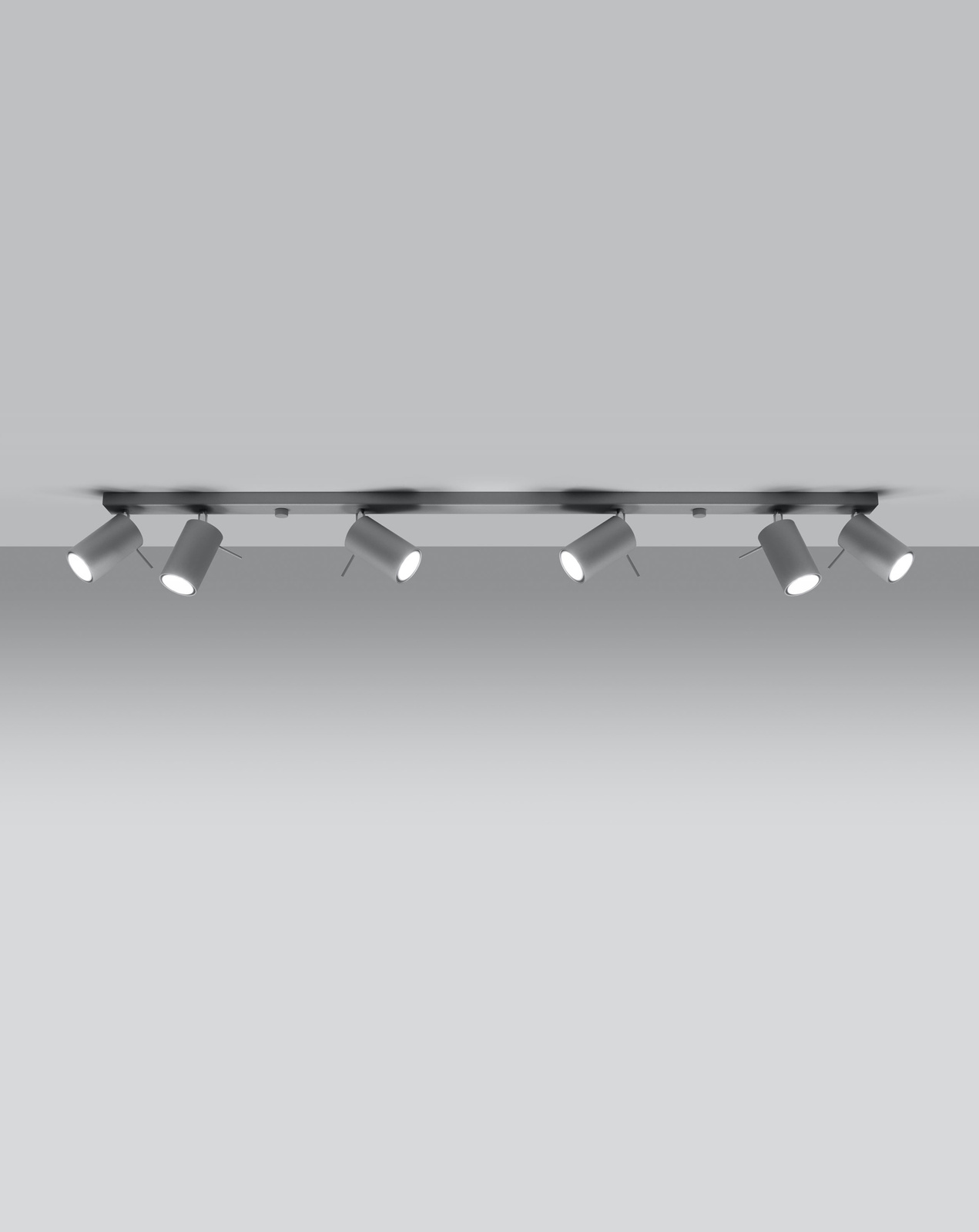 Plafon RING 6L szary + 6x Żarówka LED GU-10 4000K Zimna 7W 630lm