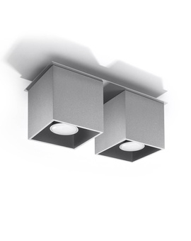 Plafon QUAD 2 szary + 2x Żarówka LED GU-10 4000K Zimna 7W 630lm