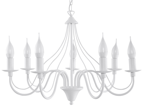 Żyrandol MINERWA 7 biały + 7x Żarówka LED E14 3000K Ciepła 7,5W 620lm