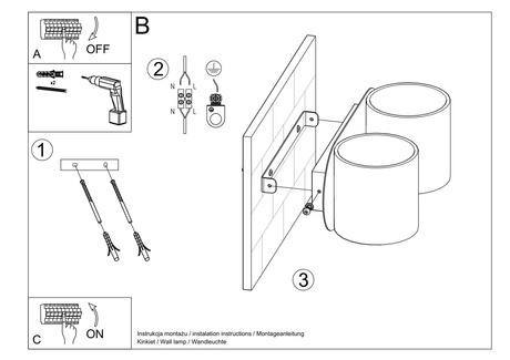 Kinkiet ORBIS 2 czarny + 2x Żarówka LED G9 4000K Zimna 4,5W 530lm
