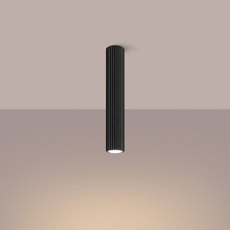 Plafon KARBON 40 czarny + 1x Żarówka LED GU-10 3000K Ciepła 7W 510lm