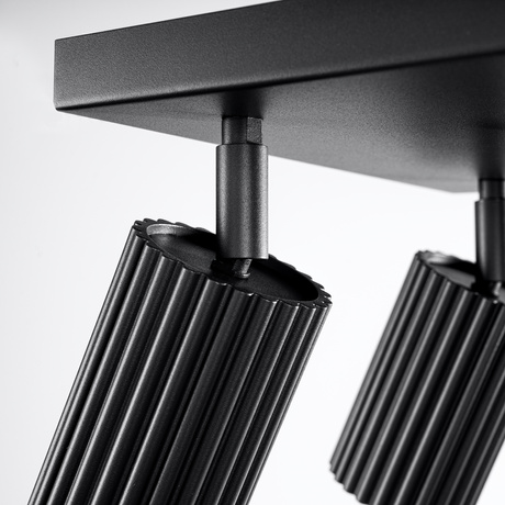 Plafon KARBON 4 czarny + 4x Żarówka LED GU-10 4000K Zimna 7W 530lm