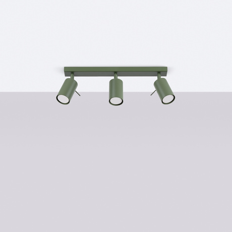 Plafon RING 3L zielony oliwkowy + 3x Żarówka LED GU-10 4000K Zimna 7W 530lm