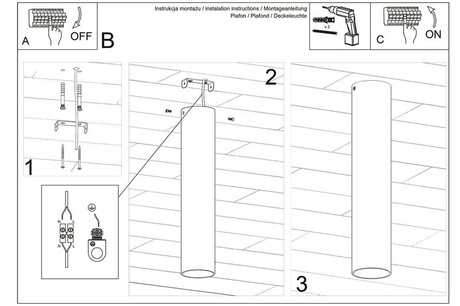 Plafon LAGOS 60 czarny + 1x Żarówka LED GU-10 4000K Zimna 7W 630lm