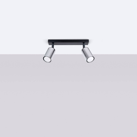 Plafon WINX 2 czarny/chrom + 2x Żarówka LED GU-10 3000K Ciepła 7W 510lm