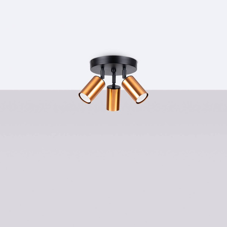 Plafon WINX 3P czarny/miedź + 3x Żarówka LED GU-10 3000K Ciepła 7W 510lm