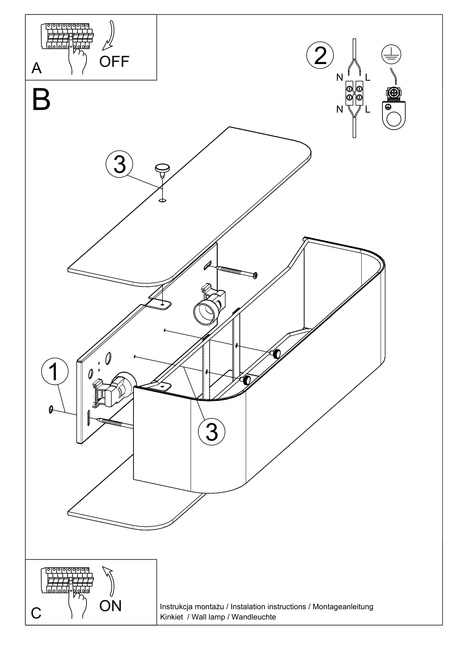 Kinkiet LOKKO biały + 2x Żarówka LED E27 3000K Ciepła 7,5W 620lm