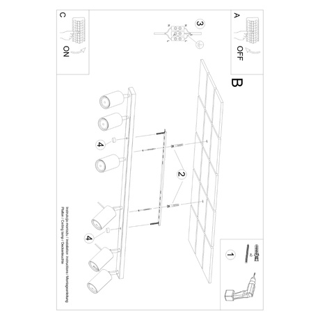 Plafon RING 6L beżowy + 6x Żarówka LED GU-10 4000K Zimna 7W 530lm