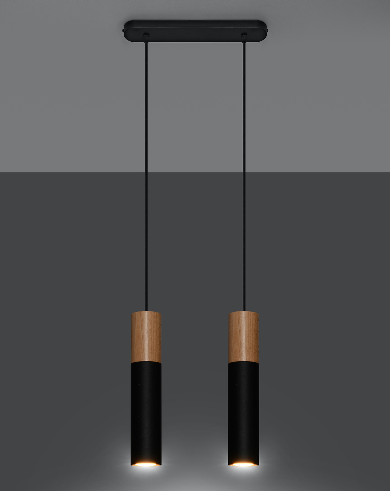 Lampa Wisząca PABLO 2 czarna  + 2x Żarówka LED GU-10 3000K Ciepła 7W 620lm