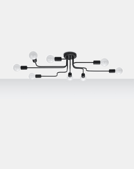 Żyrandol VECTOR 8 czarny + 8x Żarówka LED E27 3000K Ciepła 7,5W 620lm