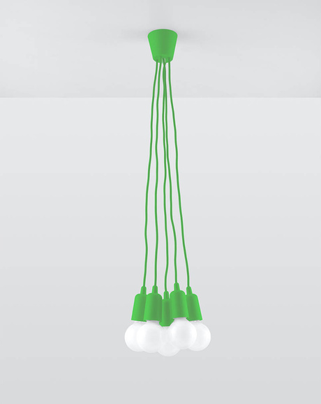 Lampa wisząca DIEGO 5 zielona + 5x Żarówka LED E27 3000K Ciepła 7,5W 620lm