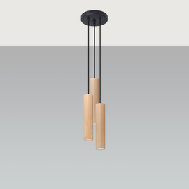 Lampa Wisząca LINO 3P naturalne drewno