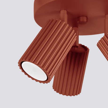 Plafon KARBON 3P ochra czerwona + 3x Żarówka LED GU-10 4000K Zimna 7W 530lm