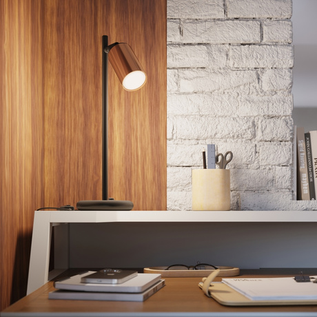 Plafon WINX 4L czarny/miedź + 4x Żarówka LED GU-10 3000K Ciepła 7W 510lm