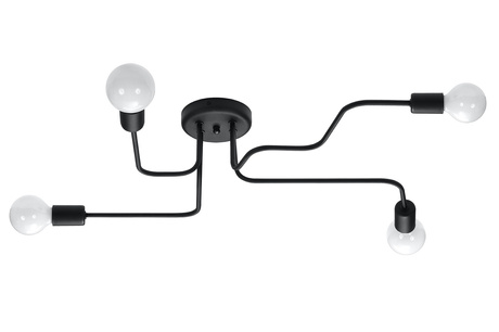 Żyrandol VECTOR 4 czarny + 4x Żarówka LED E27 3000K Ciepła 7,5W 620lm