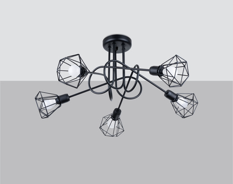 Żyrandol ARTEMIS 5S czarny + 5x Żarówka LED E14 4000K Zimna 7,5W 680lm