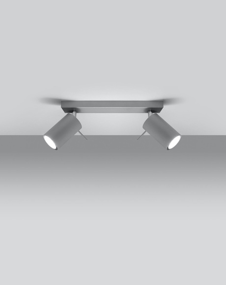 Plafon RING 2 szary + 2x Żarówka LED GU-10 3000K Ciepła 7W 620lm